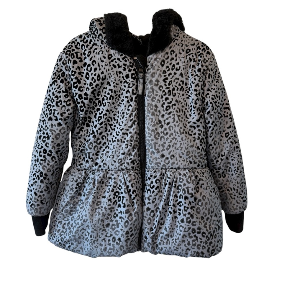 Rothschild Black and Gray Leopard Print Girls Puffer Jacket‎ Size 5/6